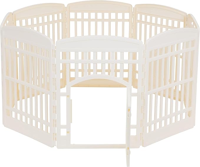 Amazon Basics Octagonal Dog Playpen, Pet Exercise Pen with Door, 34-Inches, 8 Panel, Beige