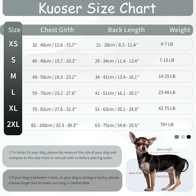 Kuoser Recovery Suit for Dogs After Surgery, Soft Dog Surgery Suit for Female Spay Male Neuter, Breathable Dog Onesie E-Collar & Cone Alternative Pet Bodysuit Anti Licking Wounds Surgical Shirt, XS