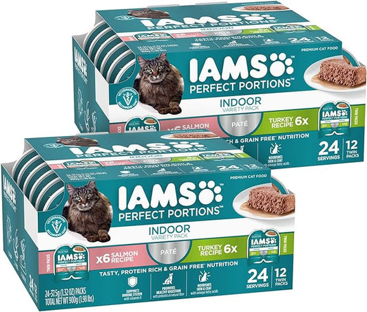 IAMS Perfect Portions Healthy Grain Free Variety Pack Wet Cat Food, 2.6 oz, 24 count (Pack of 2).