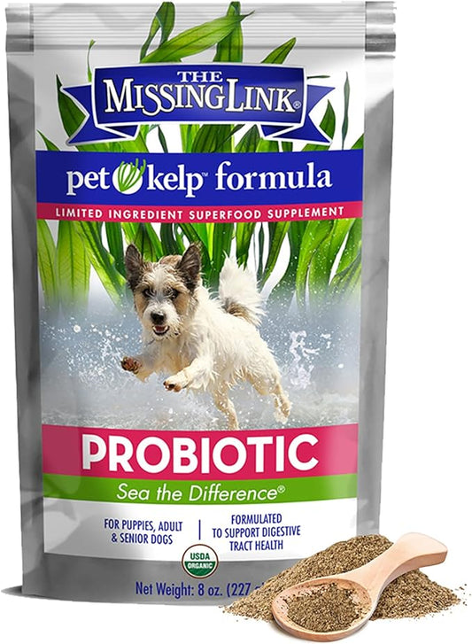 The Missing Link Pet Kelp Canine Probiotic 8oz Superfood Powdered Supplement, Organic & Limited Ingredient Formula for Digestive Health of Dogs