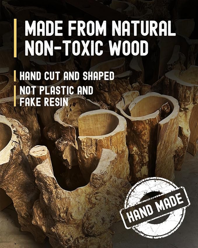 Tarli - Java/Coffee Wood Hideout. Retired Coffee Bean Trees - Environmentally Friendly - Reptile/Small Animal House. Hand Crafted - 100% Natural, Strong and Unique Looking. Large (1 Pack)