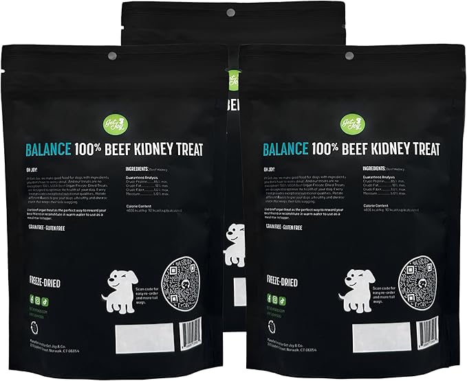 Freeze Dried Superfood 100% Beef Kidney Dog Treats, 4 Ounce Bag (Pack of 3), Single Ingredient Organ Meat, High Protein, Immune Health, Muscle Repair, Grain Free, Gluten Free, Made in USA