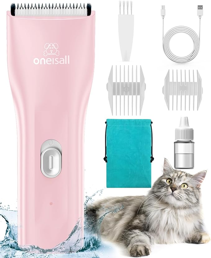 oneisall Pet Clipper for Cat Matted Hair, Pet Shaver for Cats Quiet Pet Hair Clippers Cordless Cat Clippers for Matted Hair Cat Clippers for Long Hair