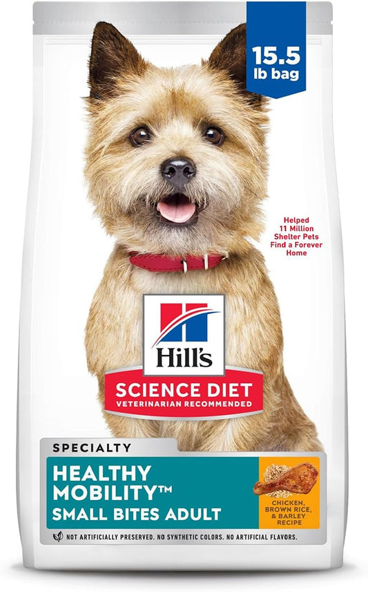 Hill's Science Diet Healthy Mobility, Adult 1-6, Mobility Support, Dry Dog Food, Chicken, Brown Rice, & Barley, 15.5 lb Bag