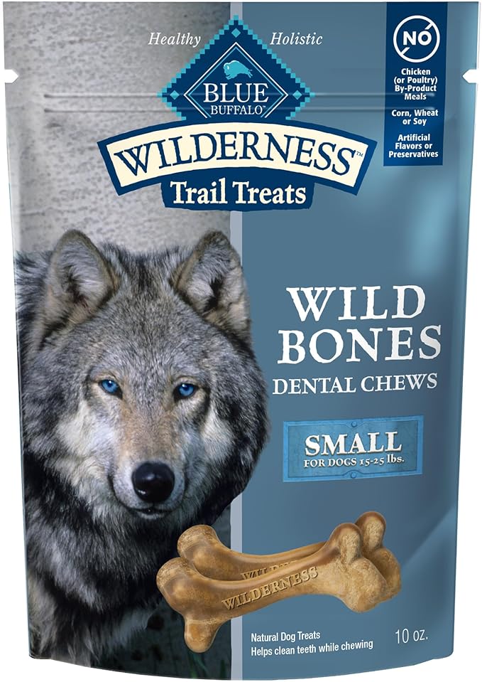 Blue Buffalo Wilderness Wild Bones Grain-Free Dental Chews Dog Treats, Small, 10-oz Bag