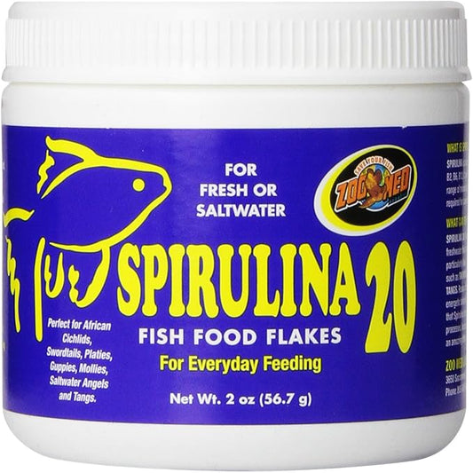 Zoo Med Spirulina 20 Flake Fish Food, 2-Ounce