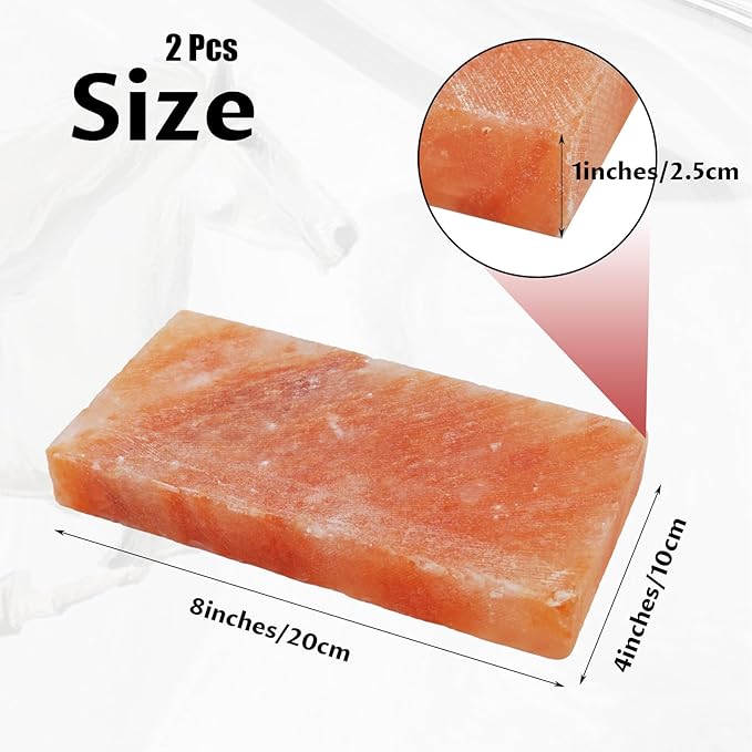 kathson Himalayan Salt Blocks for Horses Animal Salt Lick Brick Natural Mineral Pink Salt Licks for Horse Deer Cattle Sheep and Other Livestock (2 Pcs | 8 x 4 x1 Inches)