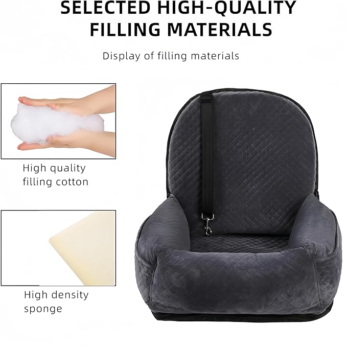 Dog Car Seat is Safe and Comfortable Dog Seat Travel Bed Luxury Dog Booster Seat for Front Seats Dog Car Seat for Small Medium Dog can be Disassembled for Easy Cleaning Thickened Memory Foam Filling