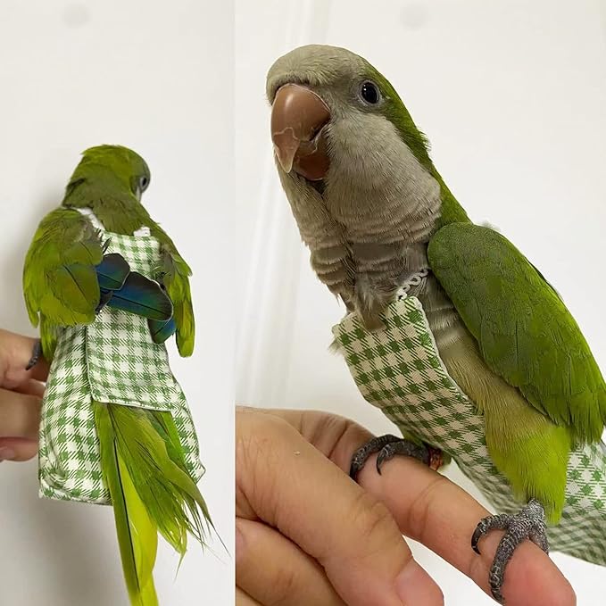 Quaker Parrot Flight Suits Diapers for Monk Parakeets, Cockatiels Flight Suits Liners, Parrot Clothes, Bird Training Nappy Suit Clothes with Hanger Leash Hole for Sun Conure Senegal Lorikeet