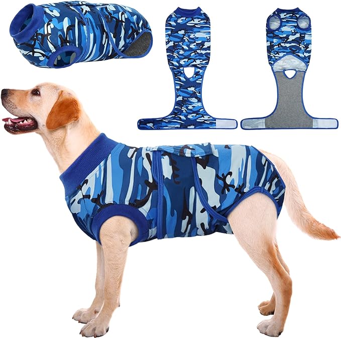 Kuoser Recovery Suit for Dogs Cats After Surgery, Professional Pet Recovery Shirt Dog Abdominal Wounds Bandages, Substitute E-Collar & Cone,Prevent Licking Dog Onesies Pet Surgery Recovery Suit