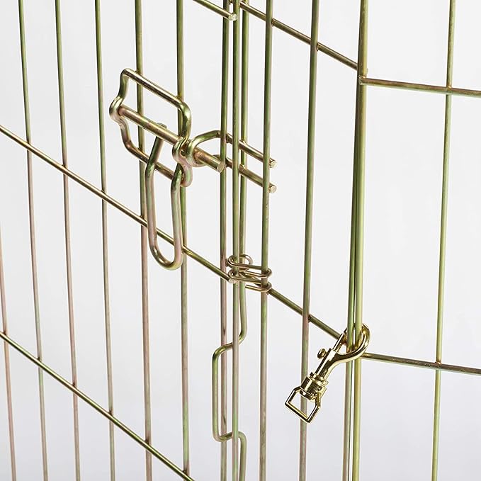 MidWest Homes for Pets Foldable Metal Dog Exercise Pen / Pet Playpen, Gold zinc w/ door, 24'W x 36'H, 1-Year Manufacturer's Warranty