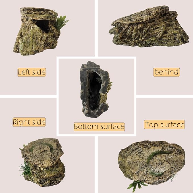 Leopard Gecko Hide Reptile Hides Resin Reptile Basking Rock Humid Hide Turtle Cave Lizard Hide Reptile & Amphibian Habitat DÉCor
