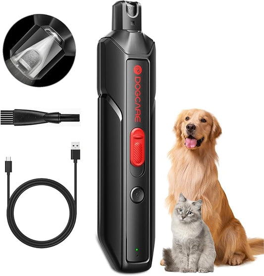 DOG CARE Dog Nail Grinder, Ultra Quiet Dog Nail Trimmers with LED Light & 2 Speeds, Rechargeable Cordless Pet Nail Grinder for Small Medium Large Dogs Cats, Professional Painless Pet Claw Grooming Kit