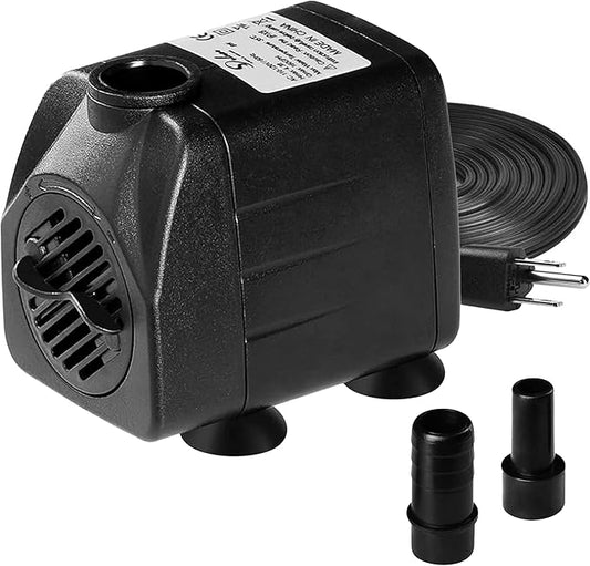 Simple Deluxe 5.2ft High Lift 200GPH 15W Water Table Pump (760L/H) with 2 Nozzles, Perfect for Fish Tank, Pond, Aquarium, Hydroponics, Black