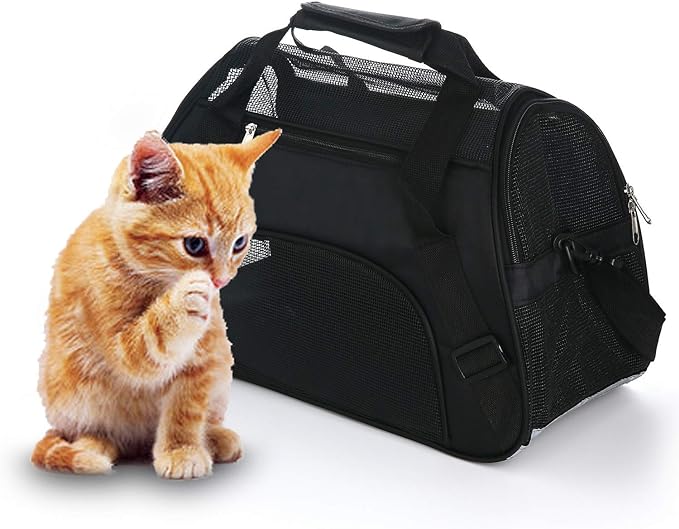 Pet Carrier Soft-Sided Carriers for Cat Carriers Dog Carrier for Small Medium Cats Dogs Puppies Pet Carrier Airline Approved up to 15 Lbs Cat Dog Pet Travel Carrier (Medium,Black)