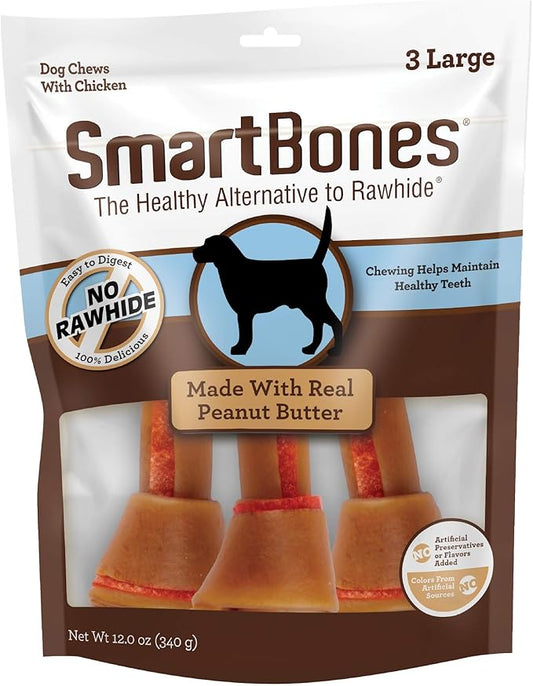 SmartBones Large Chews, Treat Your Dog to a Rawhide-Free Chew Made With Real Meat and Vegetables 3 Count (Pack of 1)