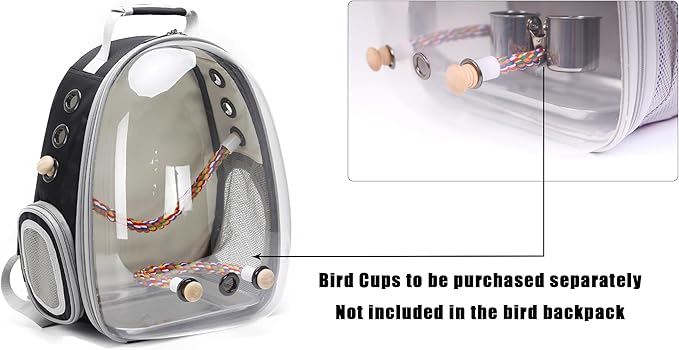 Bird Carrier Cage, Bird Travel Backpack Carrier with Stainless Steel Tray and Standing Perch (Green, Large)