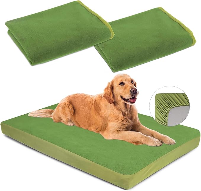 Dog Bed Covers Replacement Washable 100% Waterproof Soft Dog Bed Sheet Green 2 Pack 20" x 30" XS