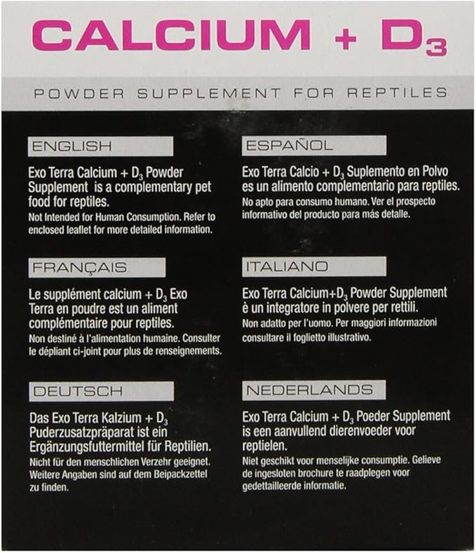 Exo Terra Calcium + D3 Powder Supplement for Reptiles and Amphibians, 15.9 Oz., PT 1855