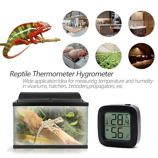 Reptile Thermometer Hygrometer Digital Display Reptile Terrarium Thermometer Mini Reptile Thermometer and Humidity Gauge Reptile Tank Thermometer Hygrometer for Reptiles and Amphibians