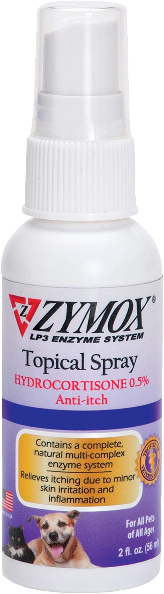PET KING BRANDS Zymox Topical Hot Spot Spray for Dogs and Cats with .5% Hydrocortisone, 2oz