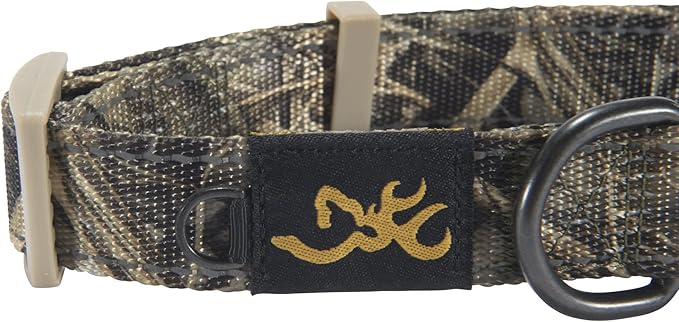 Browning Classic Preformance Webbing Pet Collar, Fully Adjustable, Available in Solid Colors and Camo Patterns, Realtree MAX-7, Small
