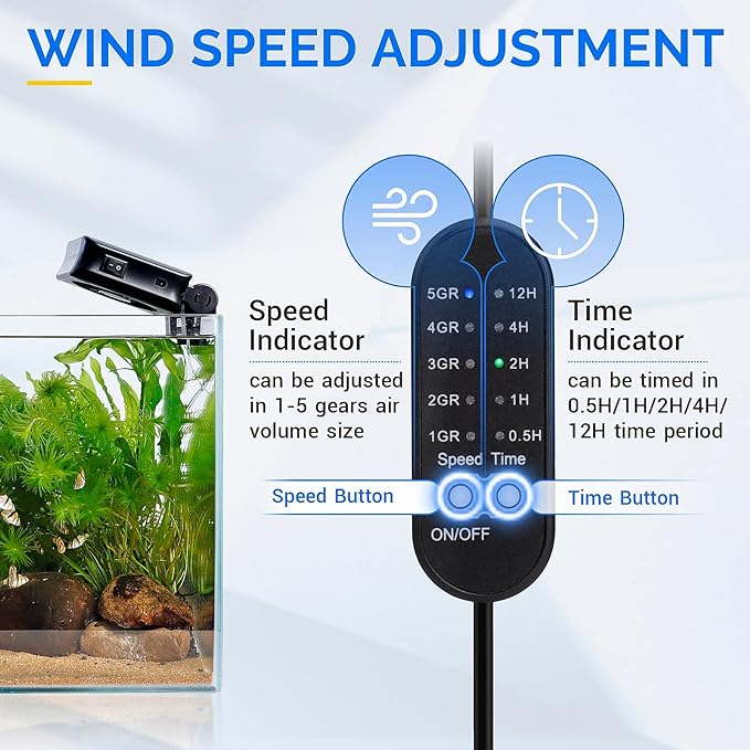 hygger Aquarium Chillers Fan, Quiet Fish Tank Cooling Fan Equipment with Adjustable Speed Controller, Suitable for Freshwater Saltwater Tanks(3-Fan Head)