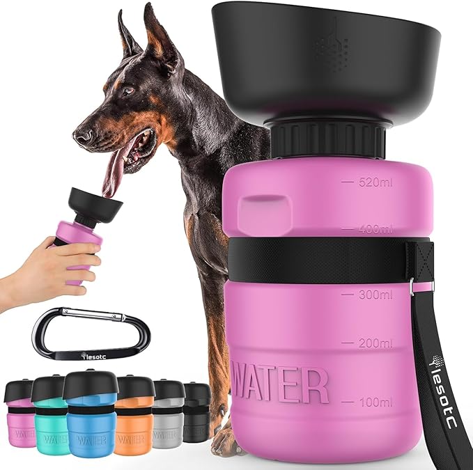 lesotc Dog Water Bottle, Portable Dog Water Dispenser, Leak Proof Dog Travel Water Bottle, Squeeze Pet Water Bottle for Walking On The Go, Dog Hiking Accessories for Outdoor, Hiking, Travel