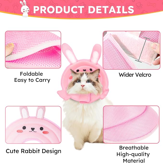 Cat Cone Collar Soft, Cute Cat Recovery Collar, Comfortable Cat Neck Cone for Wound Healing, Protective Pet Elizabethan Collar for Kitten Cat, Not Block Vision