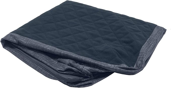 Furhaven Replacement Pet Bed Cover - Chaise Lounge Quilted Fleece and Suede Couch Washable Dog Bed Cover, Dark Blue, Small