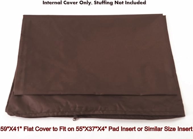 Dogbed4less 1 Pack Internal Duvet Case Waterproof Zipper Dog Bed Cover for XXL Large 55"x37"X4" Memory Foam Pad Pet Bed - 59"x41" FLAT