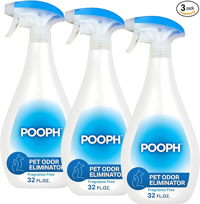 Pooph Pet Odor Eliminator, 32oz Spray, 3-Pack - Dismantles Odors on a Molecular Basis, Dogs, Cats, Freshener, Eliminator, Urine, Poop, Pee, Deodorizer, Natures, Puppy, Fresh, Clean, Furniture, Potty