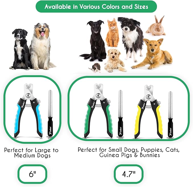 Candure Dog Nail Clippers Professional Pet Nail Clipper Suitable for Cats, Rabbits and Guinea Pigs - Safety Lock/Protective Guard to Avoid Over Cutting (Green, Medium to Small)