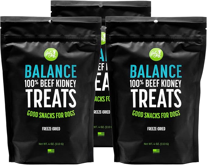 Freeze Dried Superfood 100% Beef Kidney Dog Treats, 4 Ounce Bag (Pack of 3), Single Ingredient Organ Meat, High Protein, Immune Health, Muscle Repair, Grain Free, Gluten Free, Made in USA