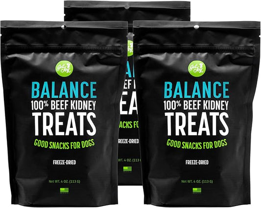 Freeze Dried Superfood 100% Beef Kidney Dog Treats, 4 Ounce Bag (Pack of 3), Single Ingredient Organ Meat, High Protein, Immune Health, Muscle Repair, Grain Free, Gluten Free, Made in USA