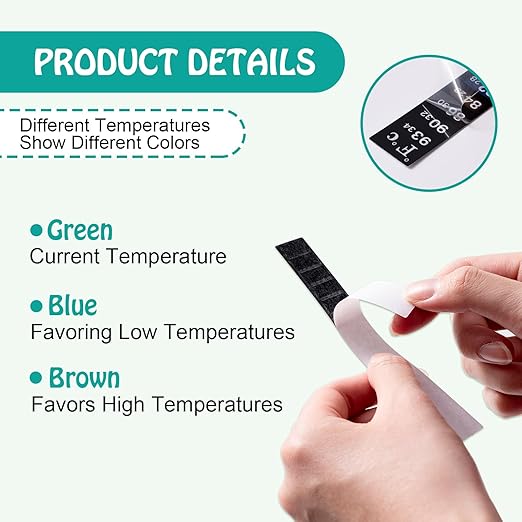 8Pcs Aquariums Thermometer Sticker, Adhesive Fish Tank Thermometer Strips, Digital Water Temperature Strips Display for Fish Tank Fermentation Bucket