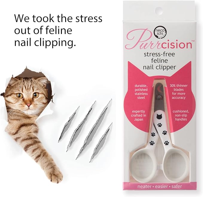 Necoichi Purrcision Feline Cat Nail Clippers Stress-Free, Expertly Crafted in Japan, Neater, Easier, Safer, 30% Thinner Blades, No.1 Seller in Japan! (1 Pack of 1 Piece)