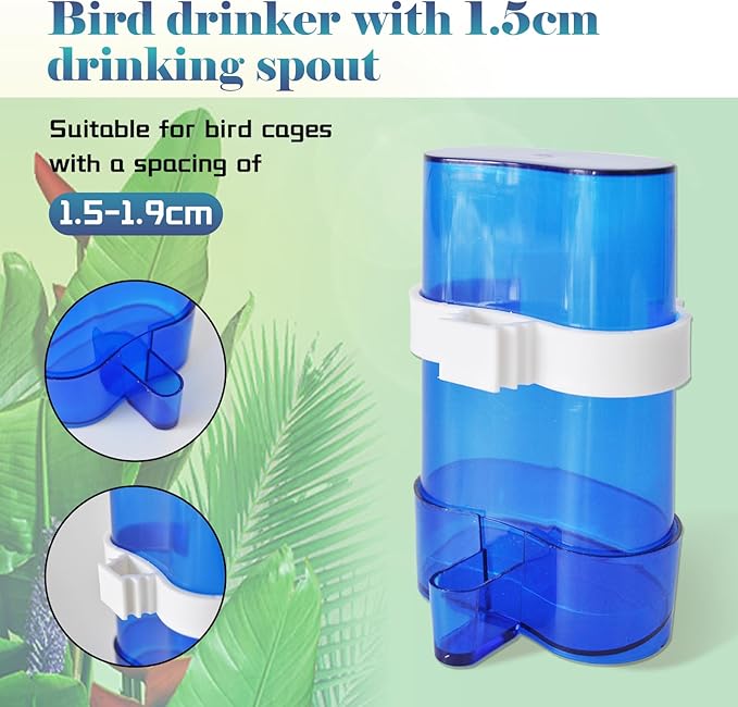 kathson No Mess Bird Feeder Water Dispenser Set,Automatic Parakeet Feeders Drinker Cage Acrylic Parrot Seed Food Dispenser Container Accessories for Small Lovebirds Canary Budgies Finch Squirrel(2Pcs)