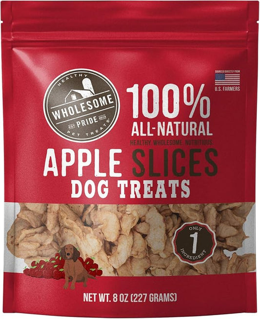 Wholesome Pride Apple Slices 100% All-Natural Single Ingredient, Soft, USA-Sourced Dog Treats, 8 oz