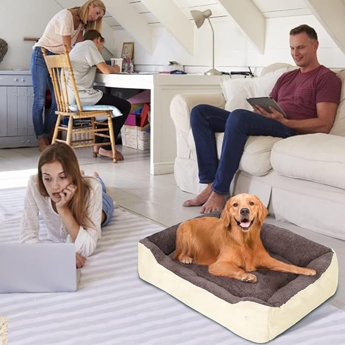 PUPPBUDD Dog Beds for Medium Dogs, Washable Dog Bed Comfortable and Breathable Pet Bed Rectangle Warming Dog Bed for Medium Dogs