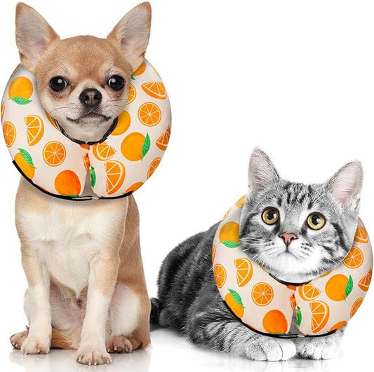 Dog Cone Collar for Small Medium Large Dogs for After Surgery, Pet Inflatable Neck Donut Collar Soft Protective Recovery Cone for Dogs and Cats - Alternative E Collar Does Not Block Vision - Orange,XS