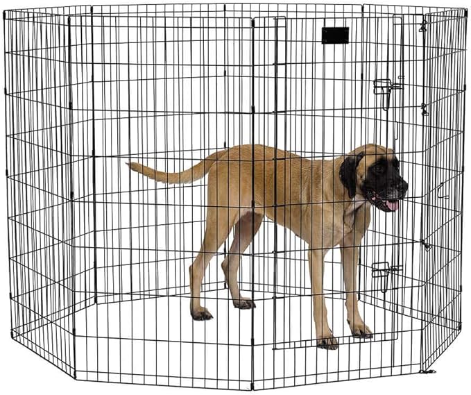 MidWest Homes for Pets Foldable Metal Dog Exercise Pen / Pet Playpen, Black w/ door, 24'W x 48'H, 1-Year Manufacturer's Warranty