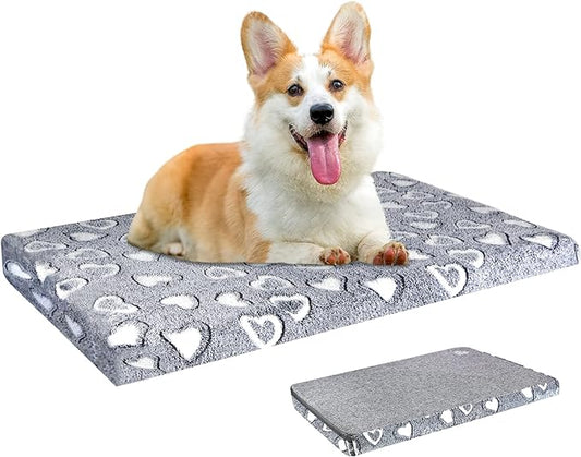 VANKEAN Dog Crate Mat Reversible Cool and Warm, Stylish Dog Bed for Crate with Waterproof Inner Linings and Removable Machine Washable Cover, Firm Support Dog Pad for Small to XX-Large Dogs, Grey