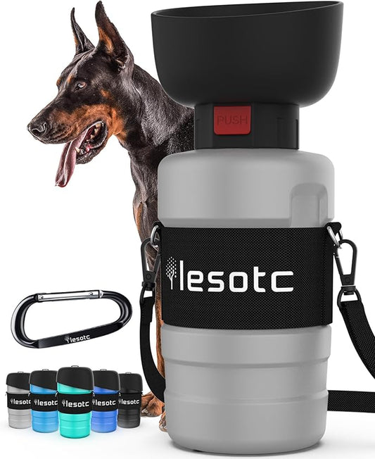 lesotc Dog Water Bottle, Portable Dog Water Dispenser, Leak Proof Pet Water Bottle for Dogs, Dog Travel Water Bottle for Outdoor Walking, Hiking, Travel, BPA-Free, Lightweight