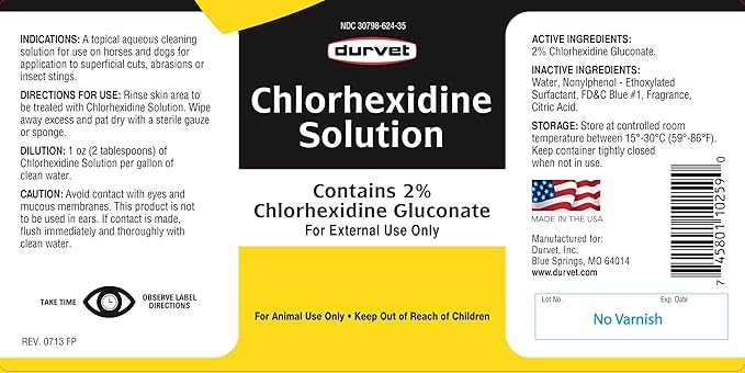 Durvet 3 Bottles of Chlorhexidine Solution, 16 Ounces each, for Cleaning Superficial Wounds on Dogs and Horses