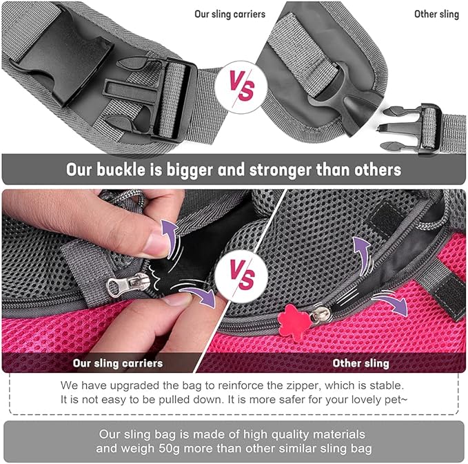 YUDODO Pet Dog Sling Carrier Breathable Mesh Travel Safe Sling Bag Carrier for Dogs Cats