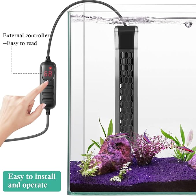 HITOP Aquarium PTC Heater with Controller: 200W 300W 400W Digital Heater for Fish Tank and Turtle Tank 40-100Gallon, with Protective Cover