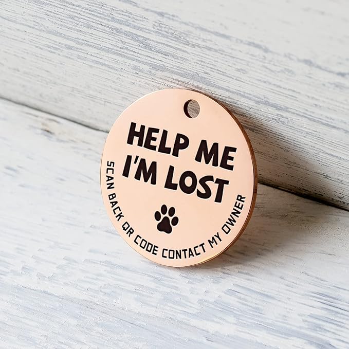 MYLUCKYTAG Stainless Steel QR Code Pet ID Tags Cat Tags - Pet Online Profile - Scan QR Receive Instant Pet Location Alert Email