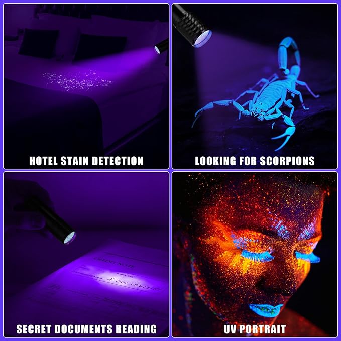 20 Pcs UV Handheld Blacklight Flashlights, Portable Black Light 9 LED Mini Light Torch Detector for Dog Cat Pets Urine and Stains, Bed Bugs and Scorpions, Halloween Ghost Haunted House