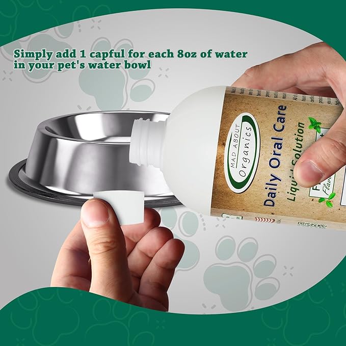 Dog and Cat Dental Water Additive 32oz Fresh Mint Flavor - Cat and Dog Breath Freshener, All Natural Pet Supplies Hard Plaque Remover, Dog Teeth Cleaning Water Drop Solutions